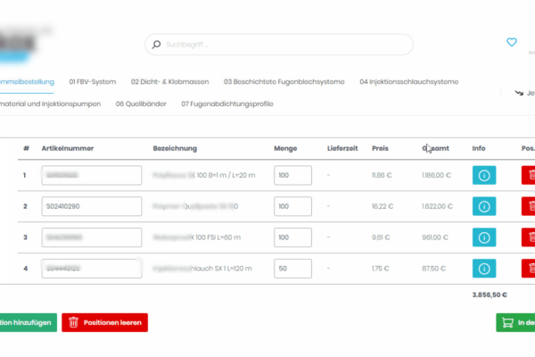 Bestellmaske B2B Bestellmaske B2B