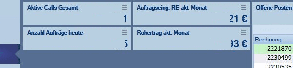 Titelbild Hauptmenü Kennzahlen im Hauptmenü von Professional ERP