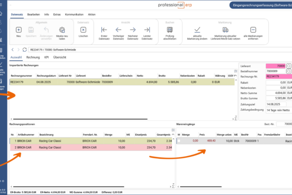 ERP8-Release-ER mit KI KI gestützt. Eingangsrechnungserfassung mit Professional ERP 8